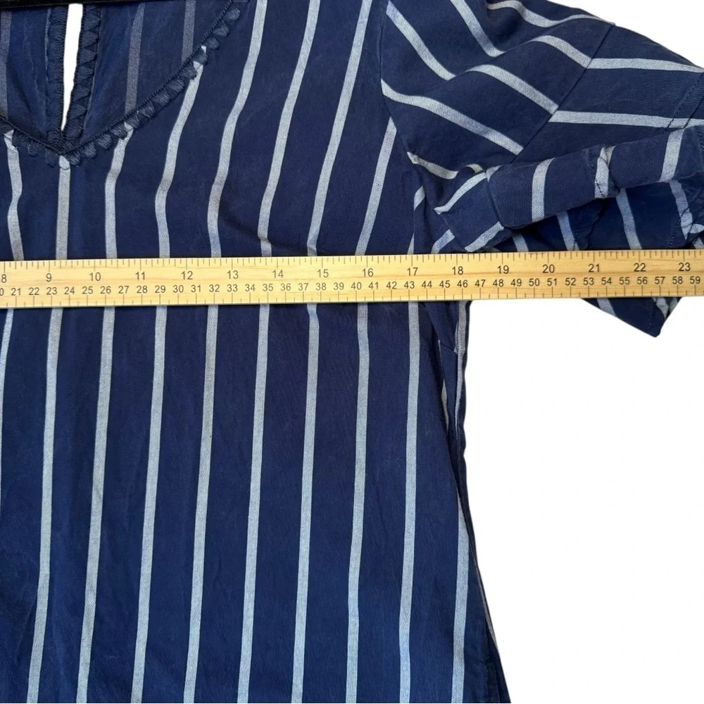 Tommy‎ Bahama Navy White Vista Stripe Flutter Sleeve Dress Size Medium